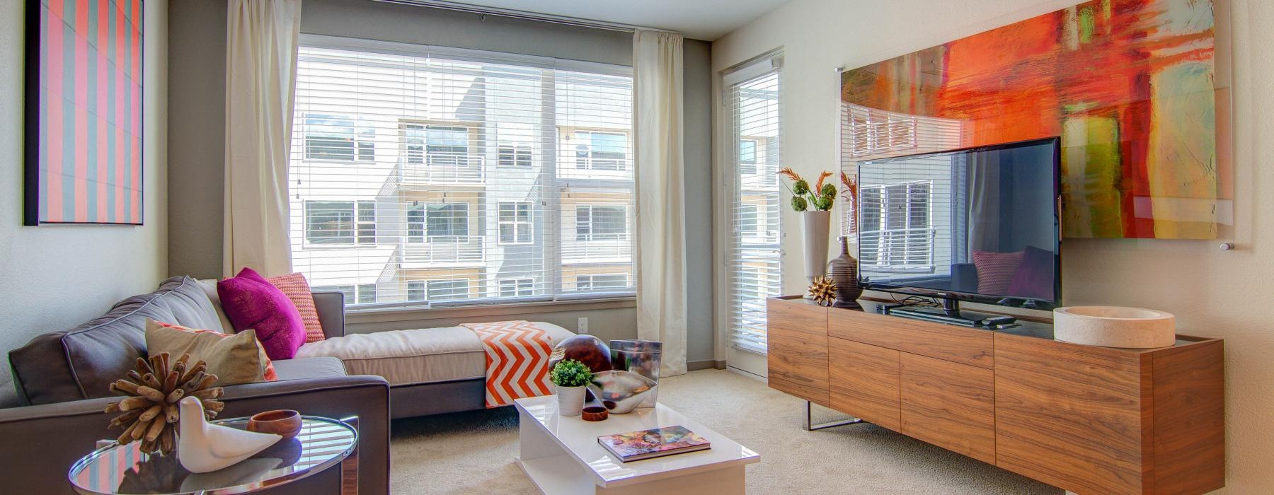 a living room with a tv