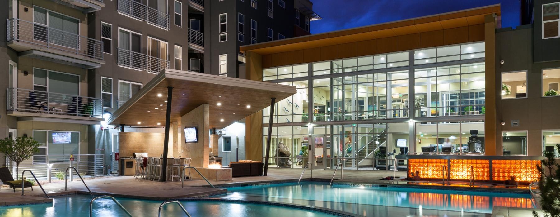 a pool in a building