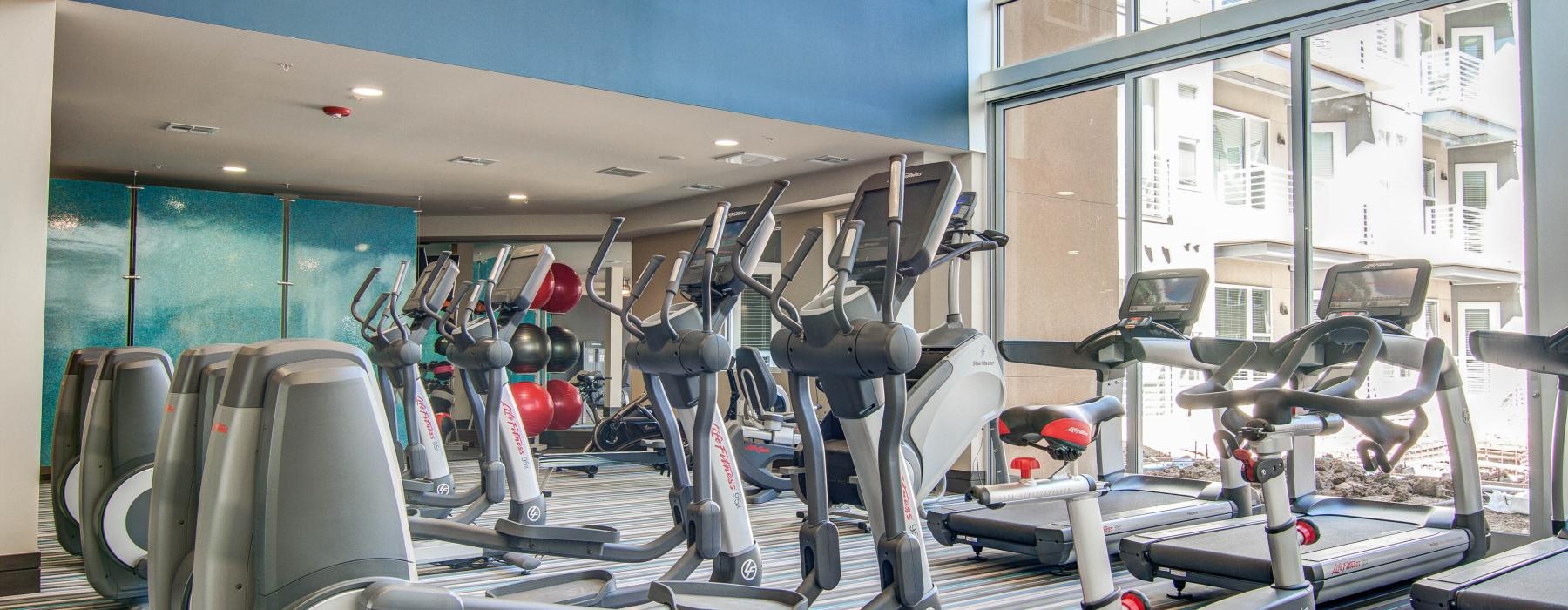 a gym with exercise equipment