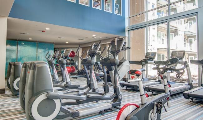 a gym with exercise equipment